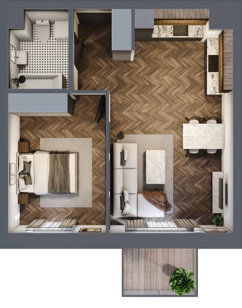 2 pokoje, mieszkanie 46,35 m², piętro 2, oferta nr 13B, Osiedle Farbiarska, Tomaszów Mazowiecki, ul. Farbiarska 28, 32, 34