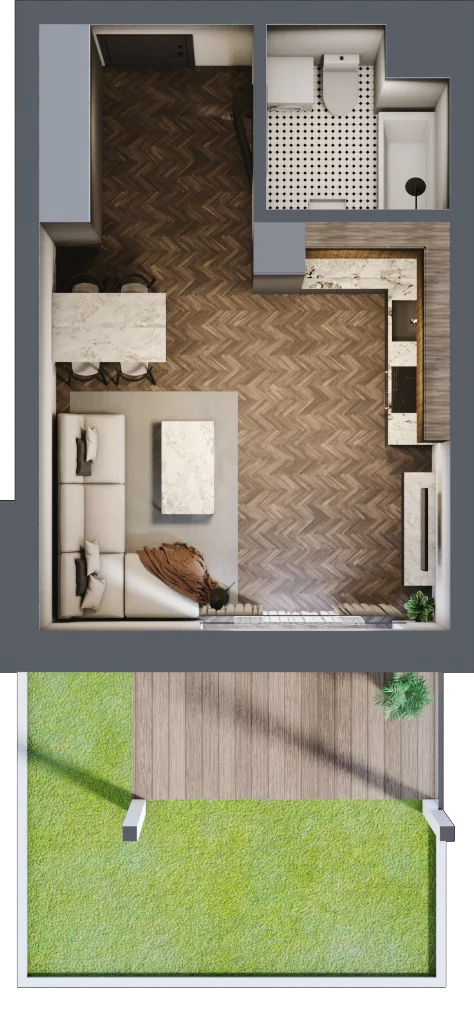 1 pokój, mieszkanie 31,53 m², parter, oferta nr 28B, Osiedle Farbiarska, Tomaszów Mazowiecki, ul. Farbiarska 28, 32, 34