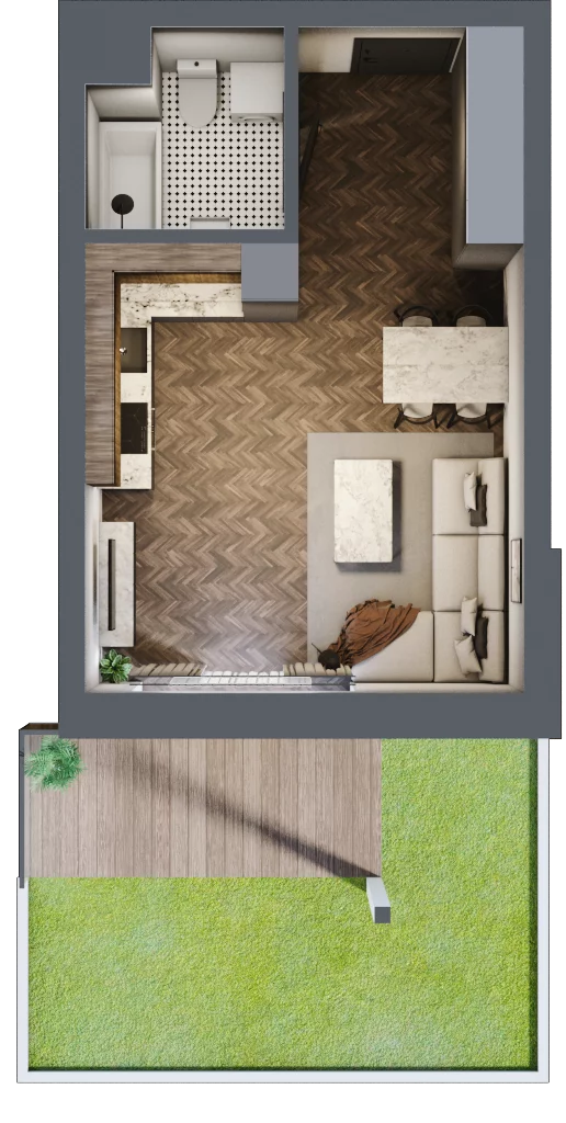 1 pokój, mieszkanie 30,69 m², parter, oferta nr 29B, Osiedle Farbiarska, Tomaszów Mazowiecki, ul. Farbiarska 28, 32, 34