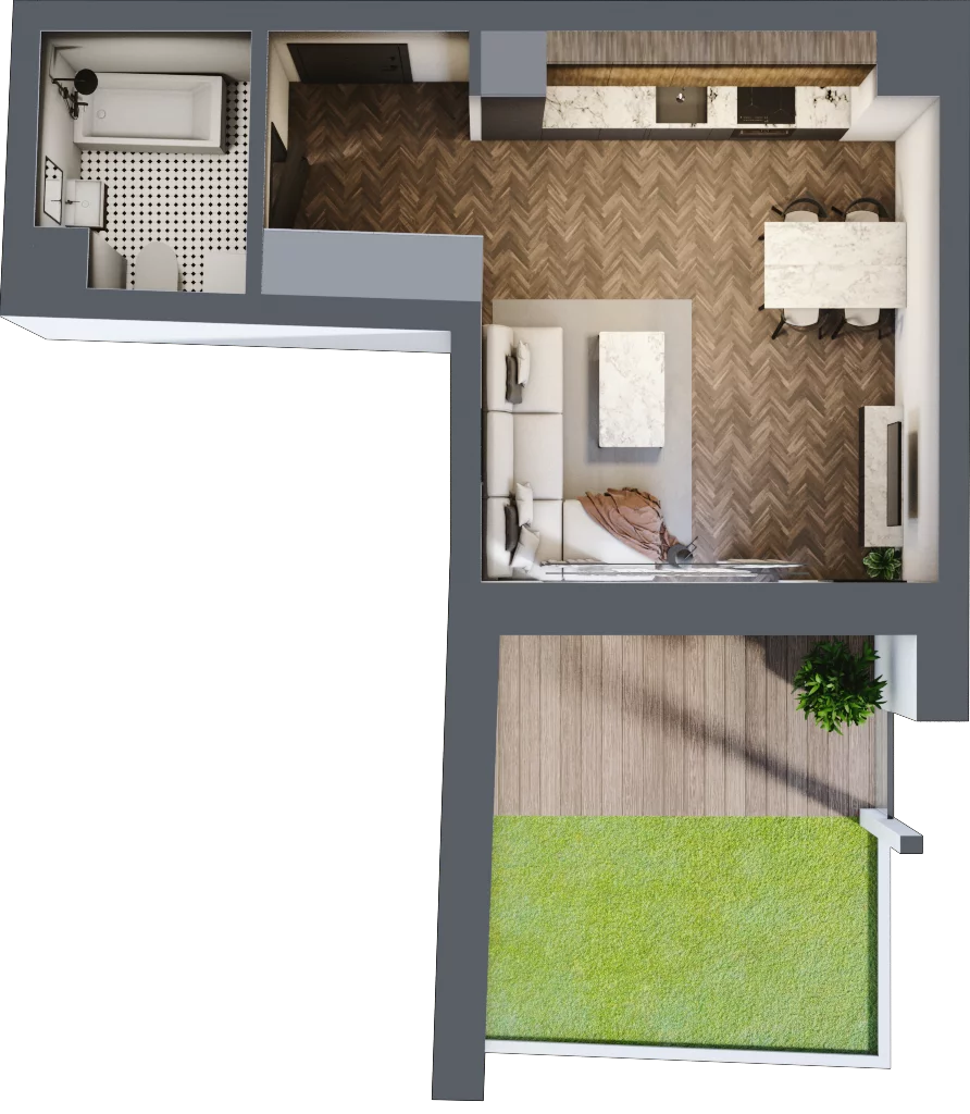 1 pokój, mieszkanie 29,90 m², parter, oferta nr 53B, Osiedle Farbiarska, Tomaszów Mazowiecki, ul. Farbiarska 28, 32, 34