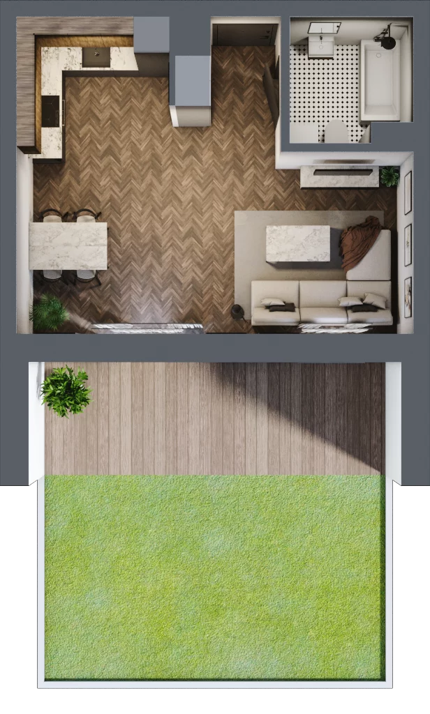 1 pokój, mieszkanie 34,04 m², parter, oferta nr 2C, Osiedle Farbiarska, Tomaszów Mazowiecki, ul. Farbiarska 28, 32, 34