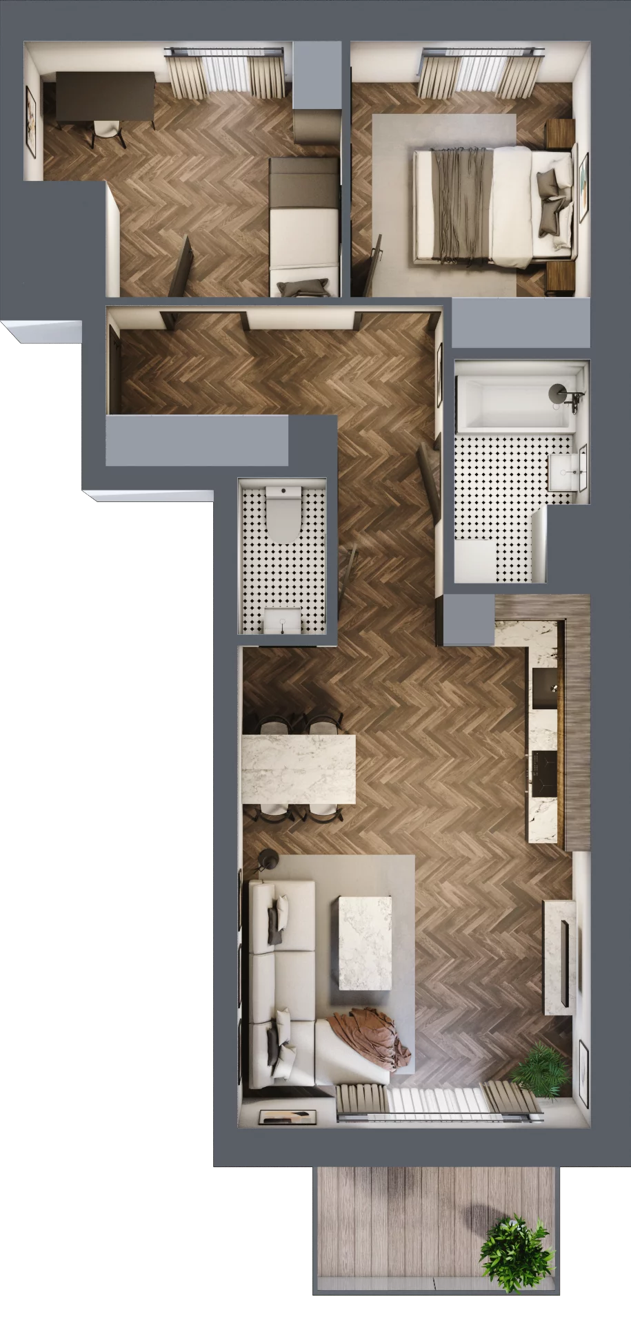 3 pokoje, mieszkanie 57,89 m², piętro 1, oferta nr 4C, Osiedle Farbiarska, Tomaszów Mazowiecki, ul. Farbiarska 28, 32, 34