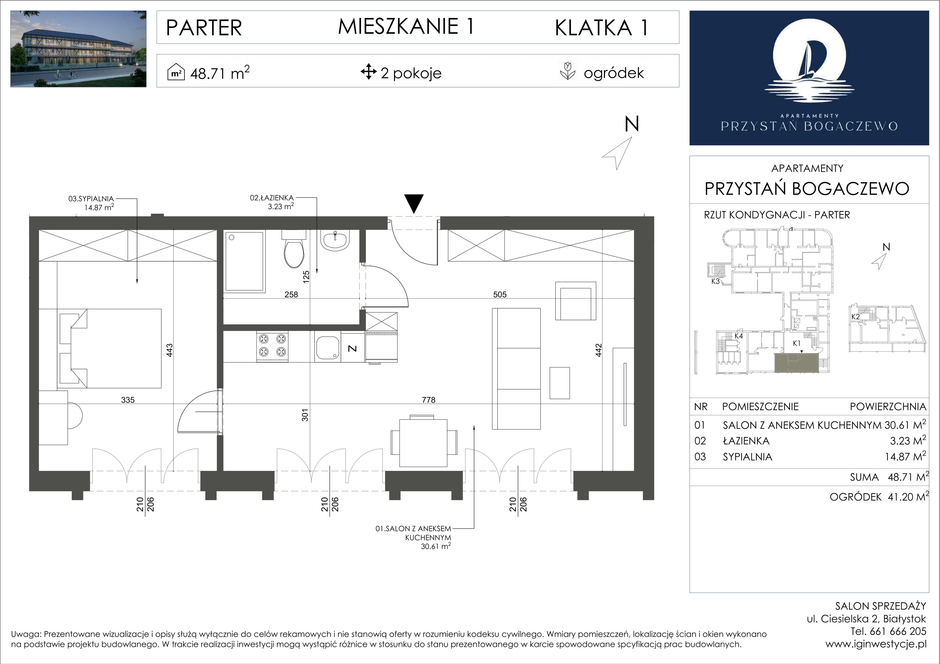 2 pokoje, apartament 48,71 m², parter, oferta nr 1, Przystań Bogaczewo, Bogaczewo, ul. Bogaczewo 33a