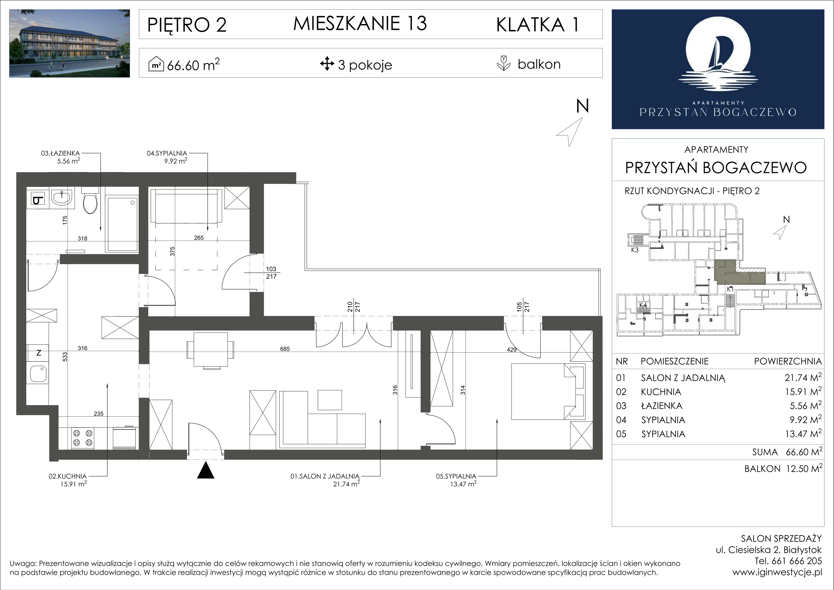 3 pokoje, apartament 66,60 m², piętro 2, oferta nr 13, Przystań Bogaczewo, Bogaczewo, ul. Bogaczewo 33a