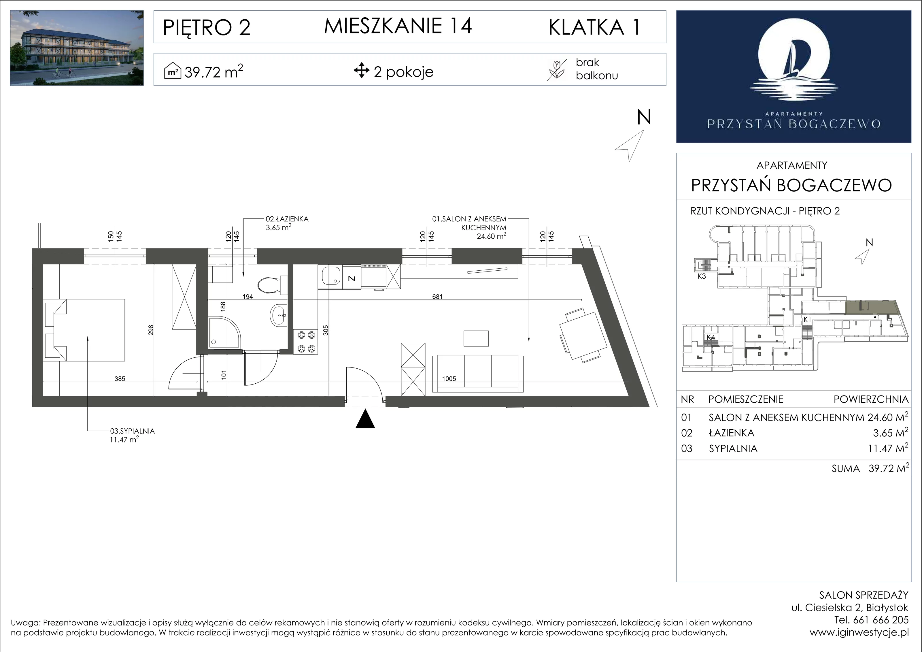 2 pokoje, apartament 39,72 m², piętro 2, oferta nr 14, Przystań Bogaczewo, Bogaczewo, ul. Bogaczewo 33a
