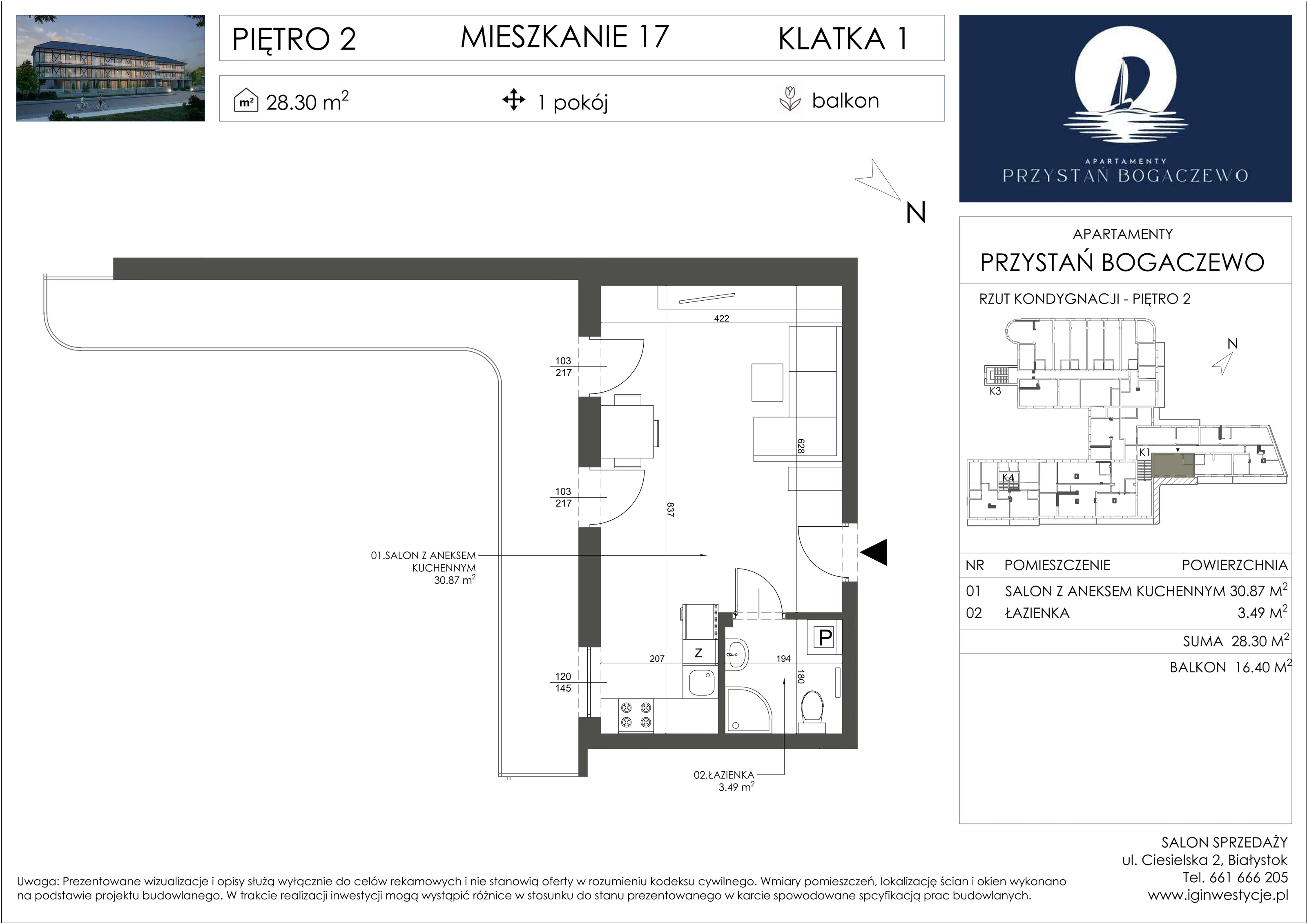 1 pokój, apartament 34,36 m², piętro 2, oferta nr 17, Przystań Bogaczewo, Bogaczewo, ul. Bogaczewo 33a