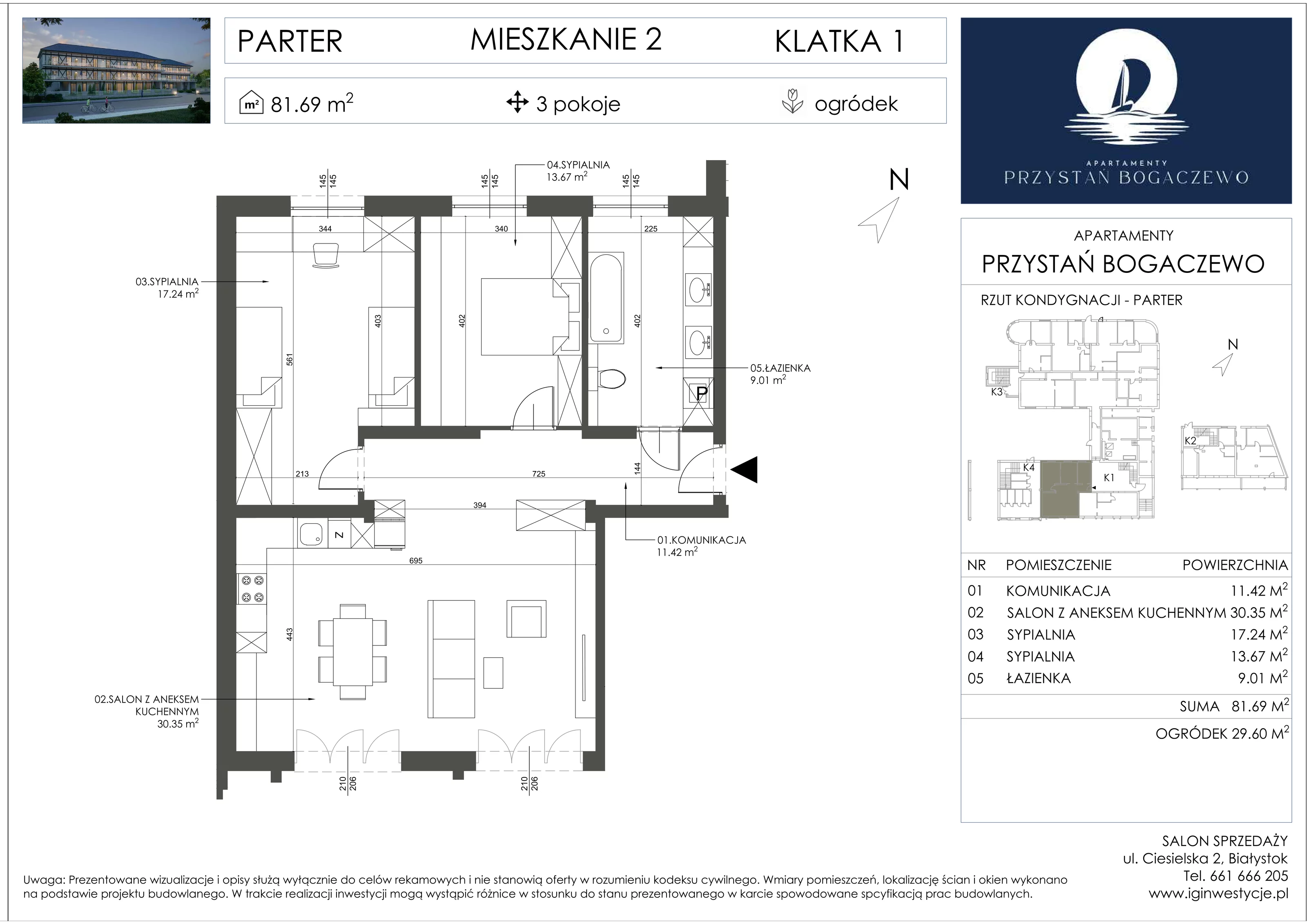 3 pokoje, apartament 81,69 m², parter, oferta nr 2, Przystań Bogaczewo, Bogaczewo, ul. Bogaczewo 33a