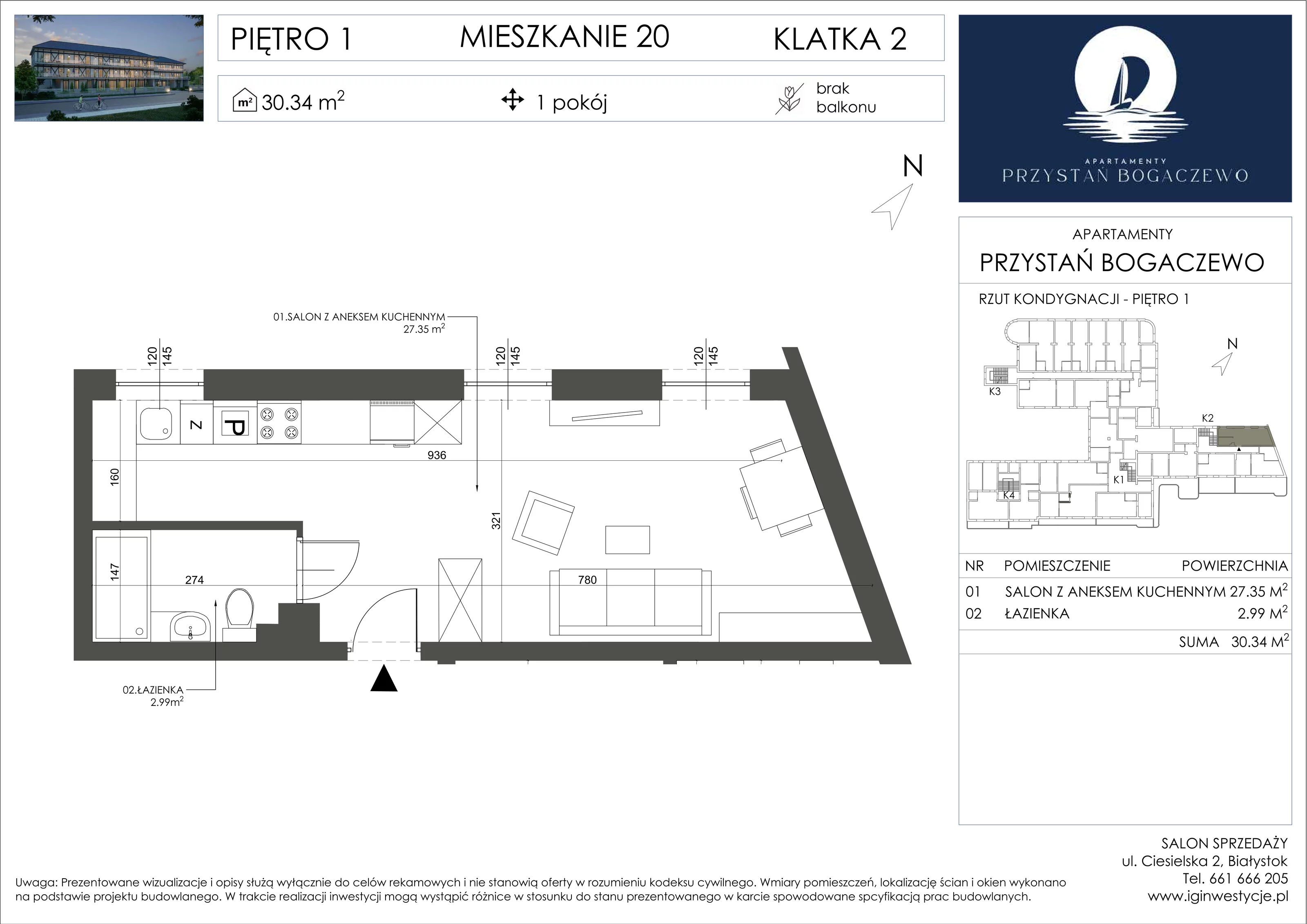 1 pokój, apartament 30,34 m², piętro 1, oferta nr 20, Przystań Bogaczewo, Bogaczewo, ul. Bogaczewo 33a