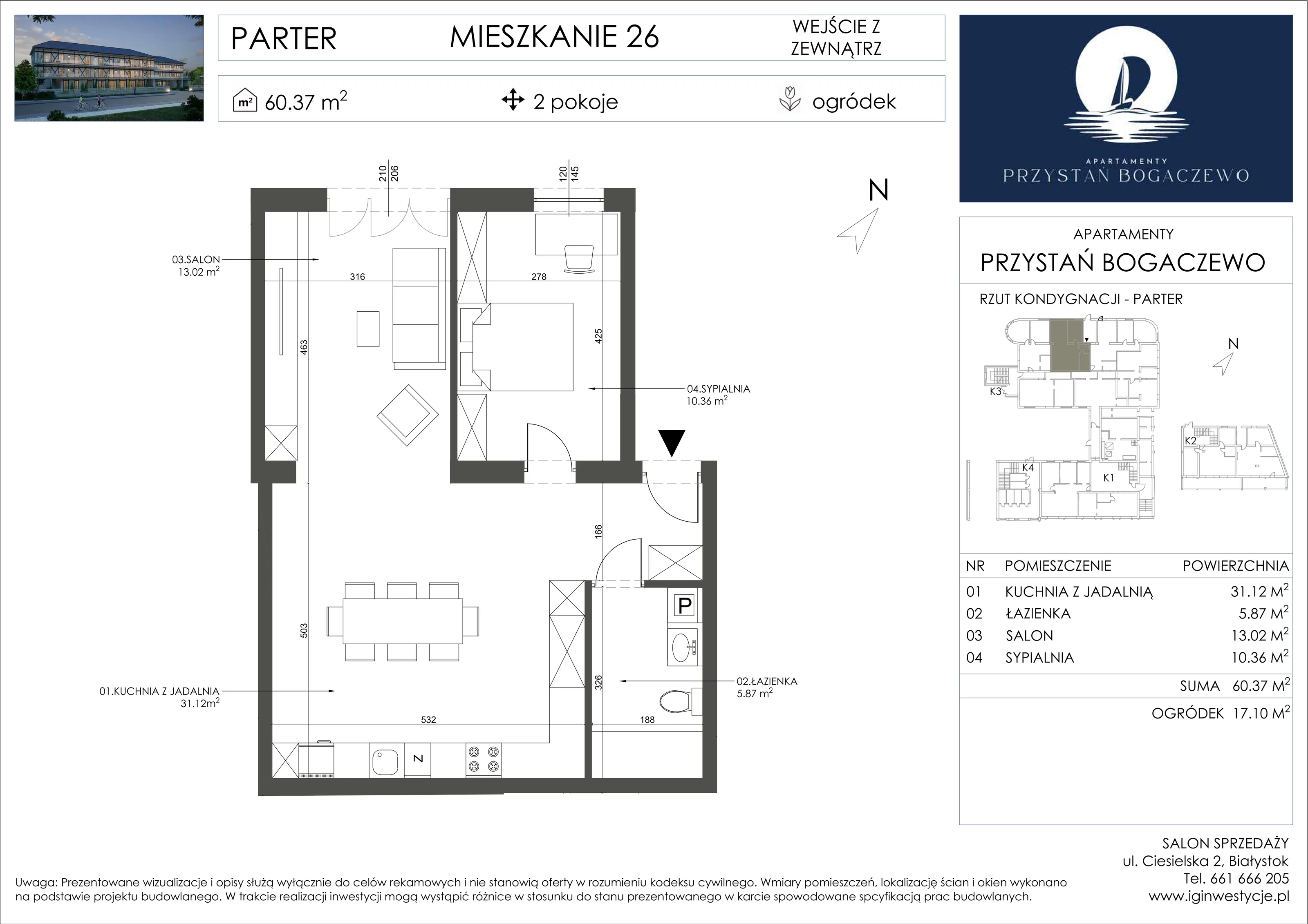 2 pokoje, apartament 60,37 m², parter, oferta nr 26, Przystań Bogaczewo, Bogaczewo, ul. Bogaczewo 33a