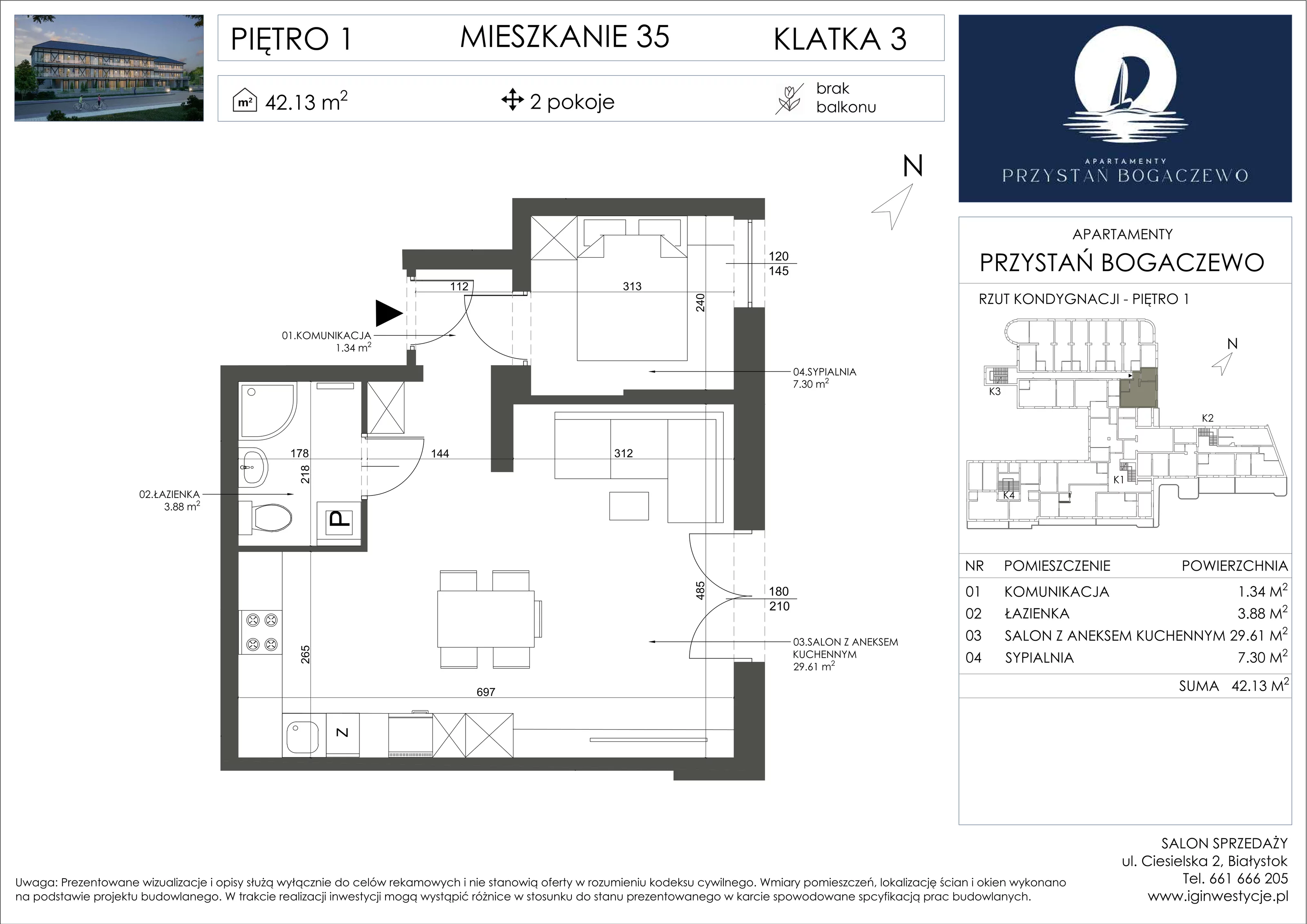 2 pokoje, apartament 42,13 m², piętro 1, oferta nr 35, Przystań Bogaczewo, Bogaczewo, ul. Bogaczewo 33a