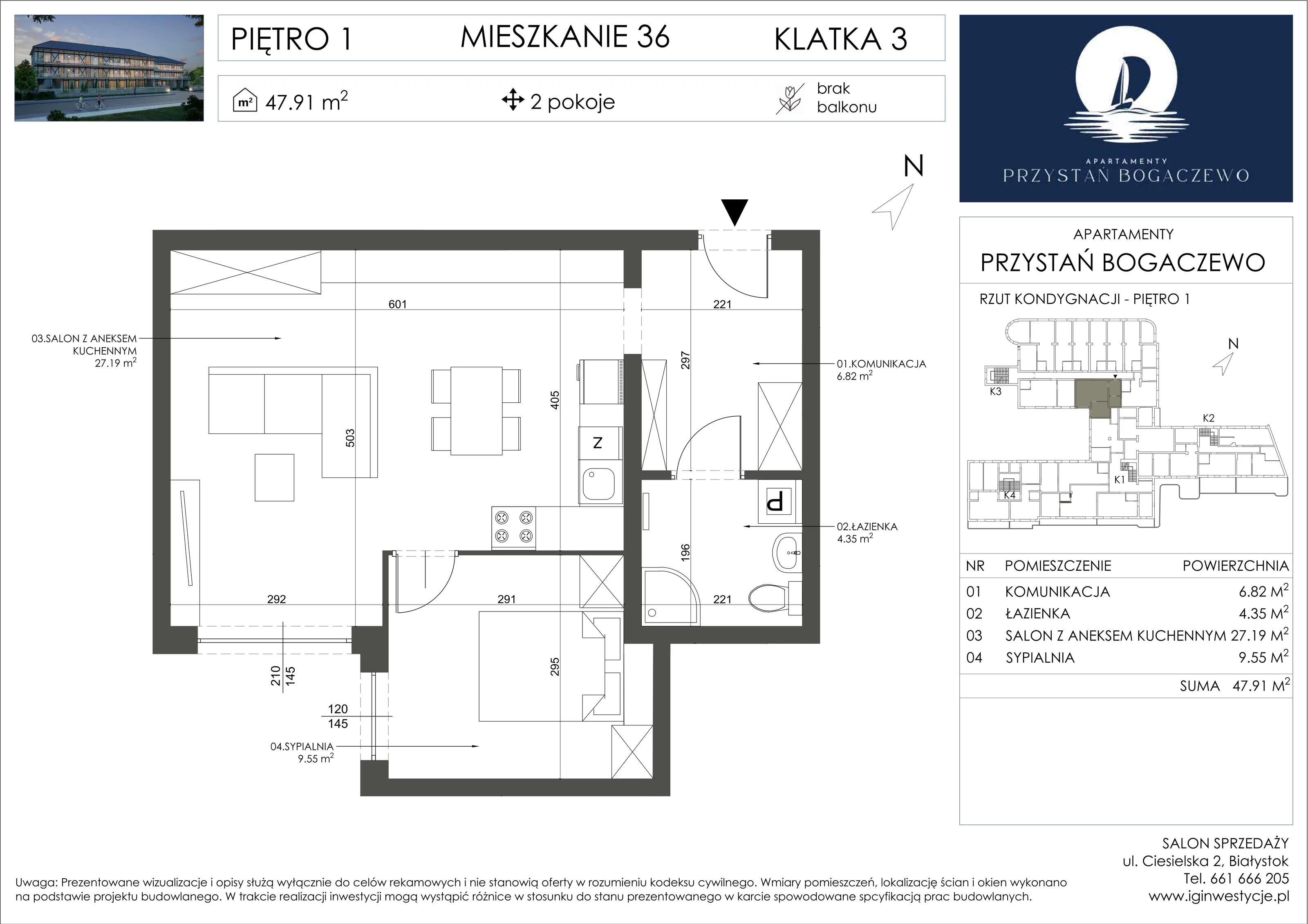 2 pokoje, apartament 47,91 m², piętro 1, oferta nr 36, Przystań Bogaczewo, Bogaczewo, ul. Bogaczewo 33a