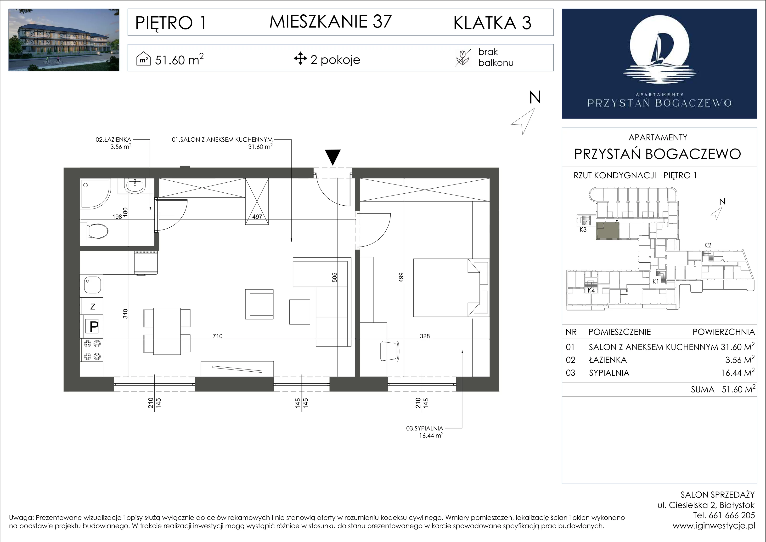 2 pokoje, apartament 51,60 m², piętro 1, oferta nr 37, Przystań Bogaczewo, Bogaczewo, ul. Bogaczewo 33a