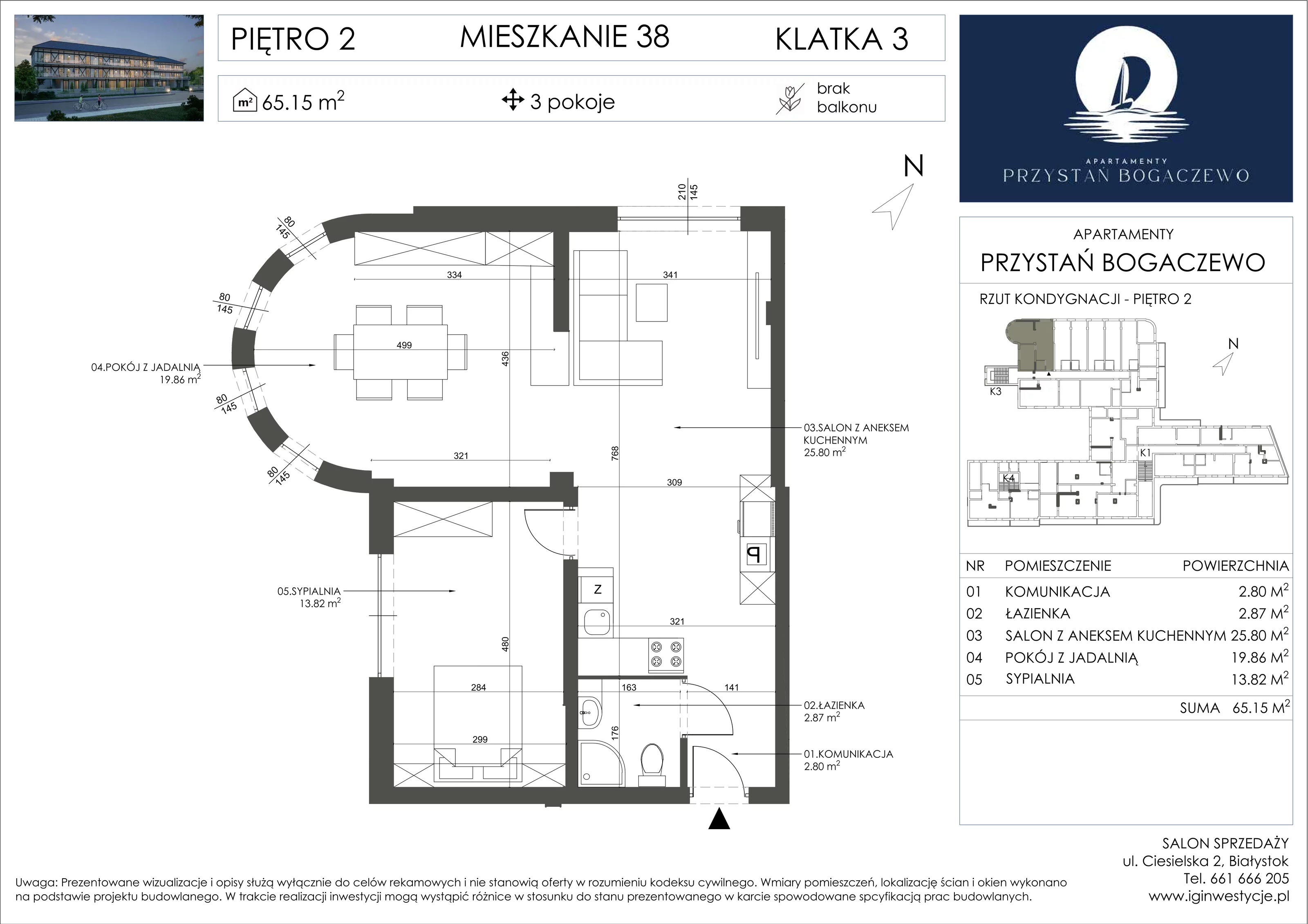 3 pokoje, apartament 65,15 m², piętro 2, oferta nr 38, Przystań Bogaczewo, Bogaczewo, ul. Bogaczewo 33a