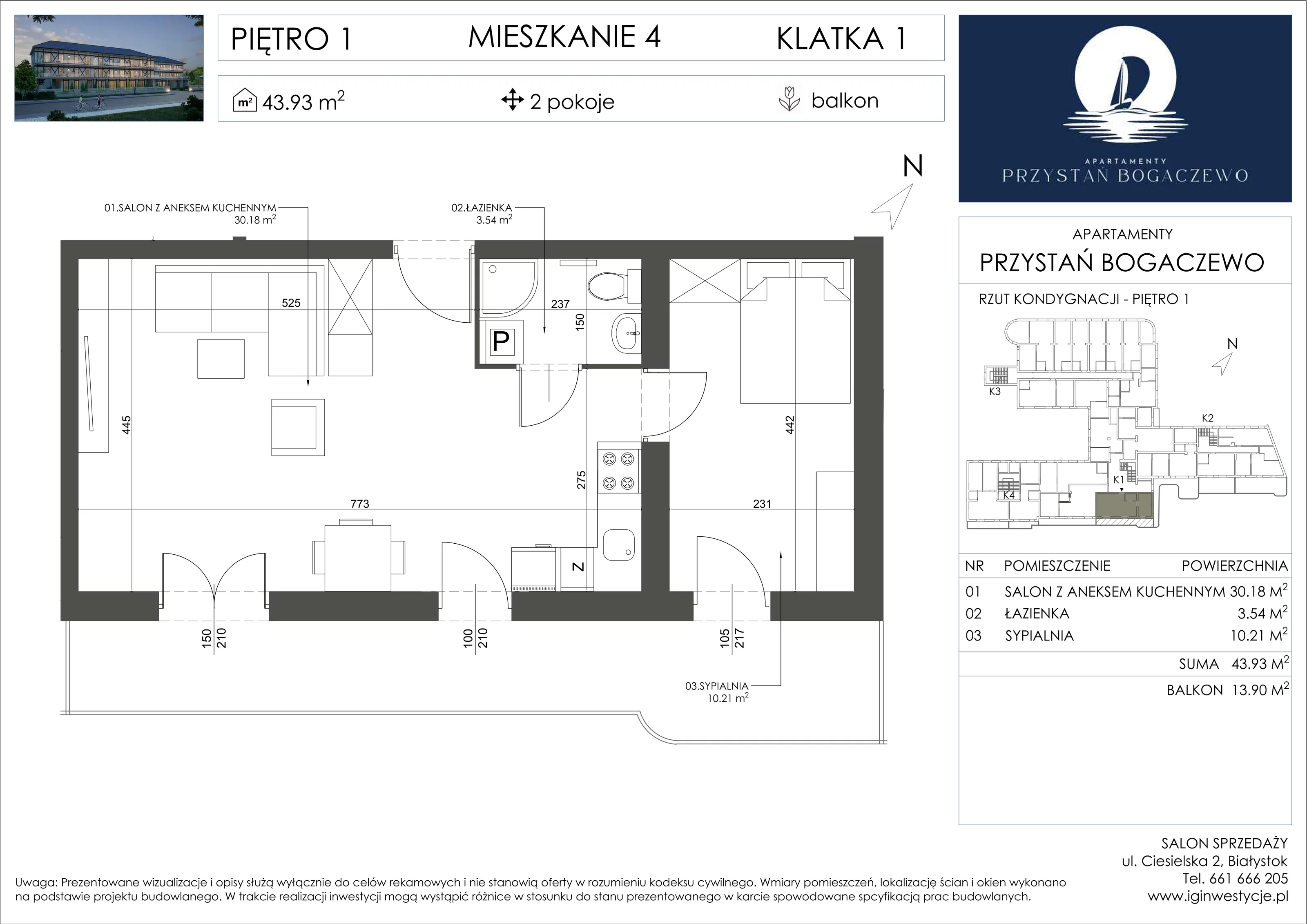 2 pokoje, apartament 43,93 m², piętro 1, oferta nr 4, Przystań Bogaczewo, Bogaczewo, ul. Bogaczewo 33a