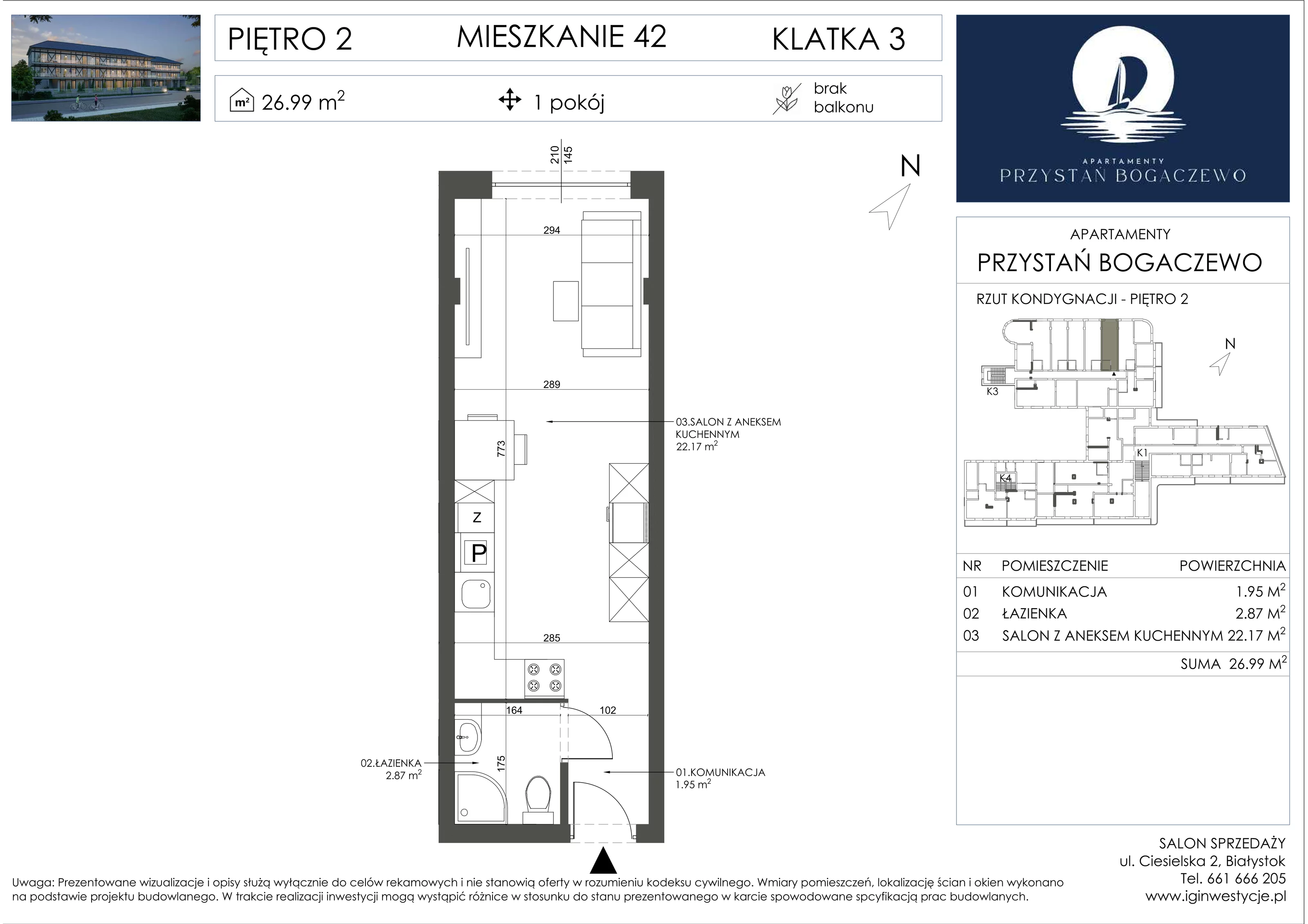 1 pokój, apartament 26,99 m², piętro 2, oferta nr 42, Przystań Bogaczewo, Bogaczewo, ul. Bogaczewo 33a