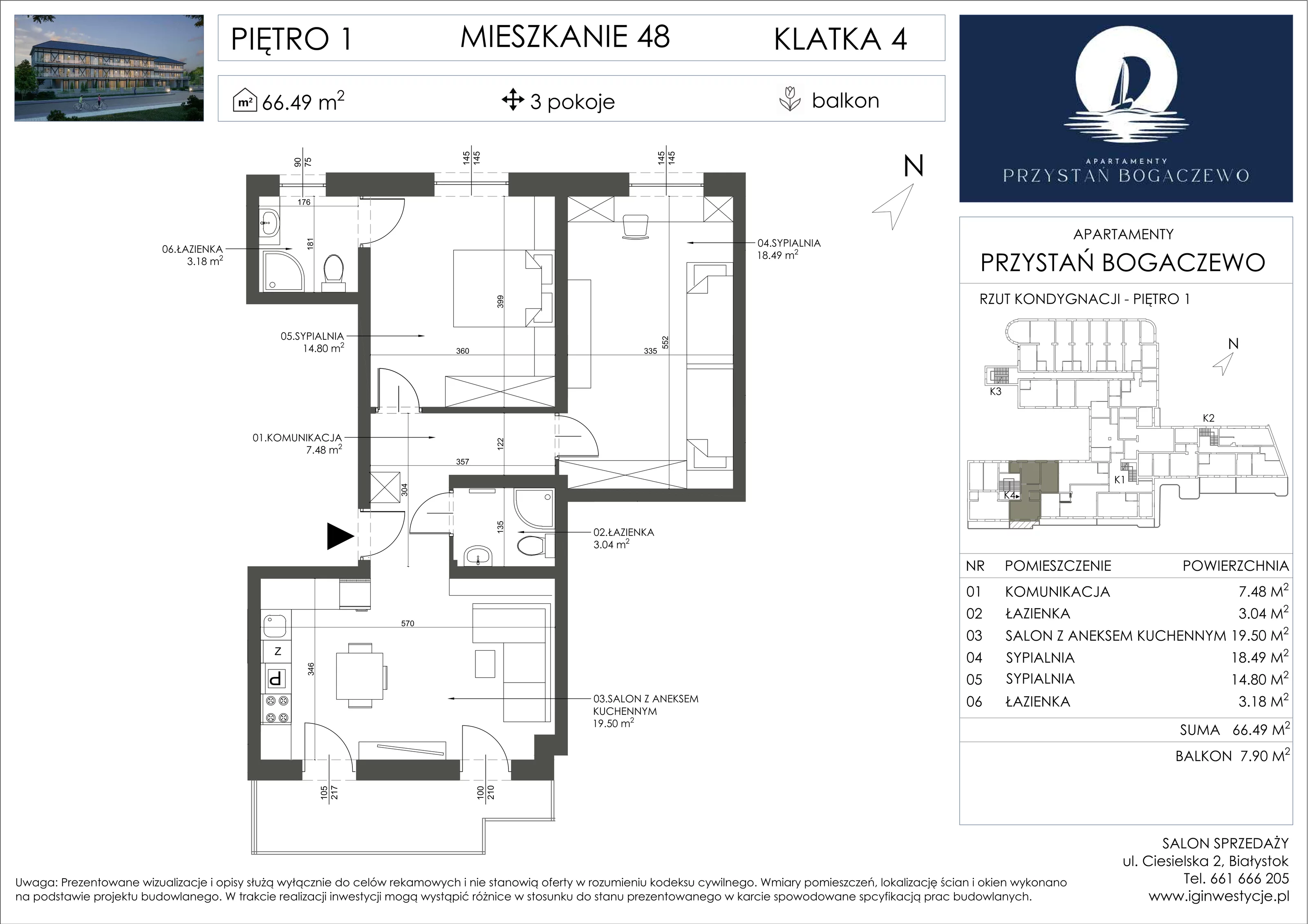 3 pokoje, apartament 66,49 m², piętro 1, oferta nr 48, Przystań Bogaczewo, Bogaczewo, ul. Bogaczewo 33a