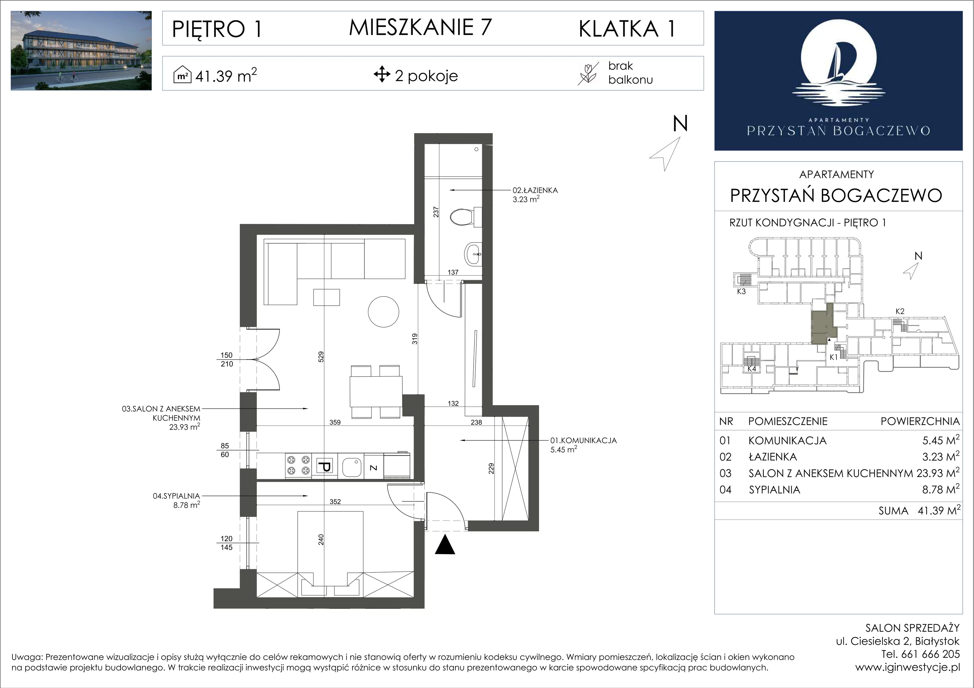 2 pokoje, apartament 41,39 m², piętro 1, oferta nr 7, Przystań Bogaczewo, Bogaczewo, ul. Bogaczewo 33a
