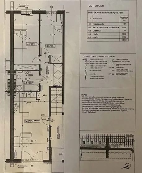 3 pokoje, mieszkanie 66,00 m², parter, oferta nr , INVS-MS-107, Piaseczno