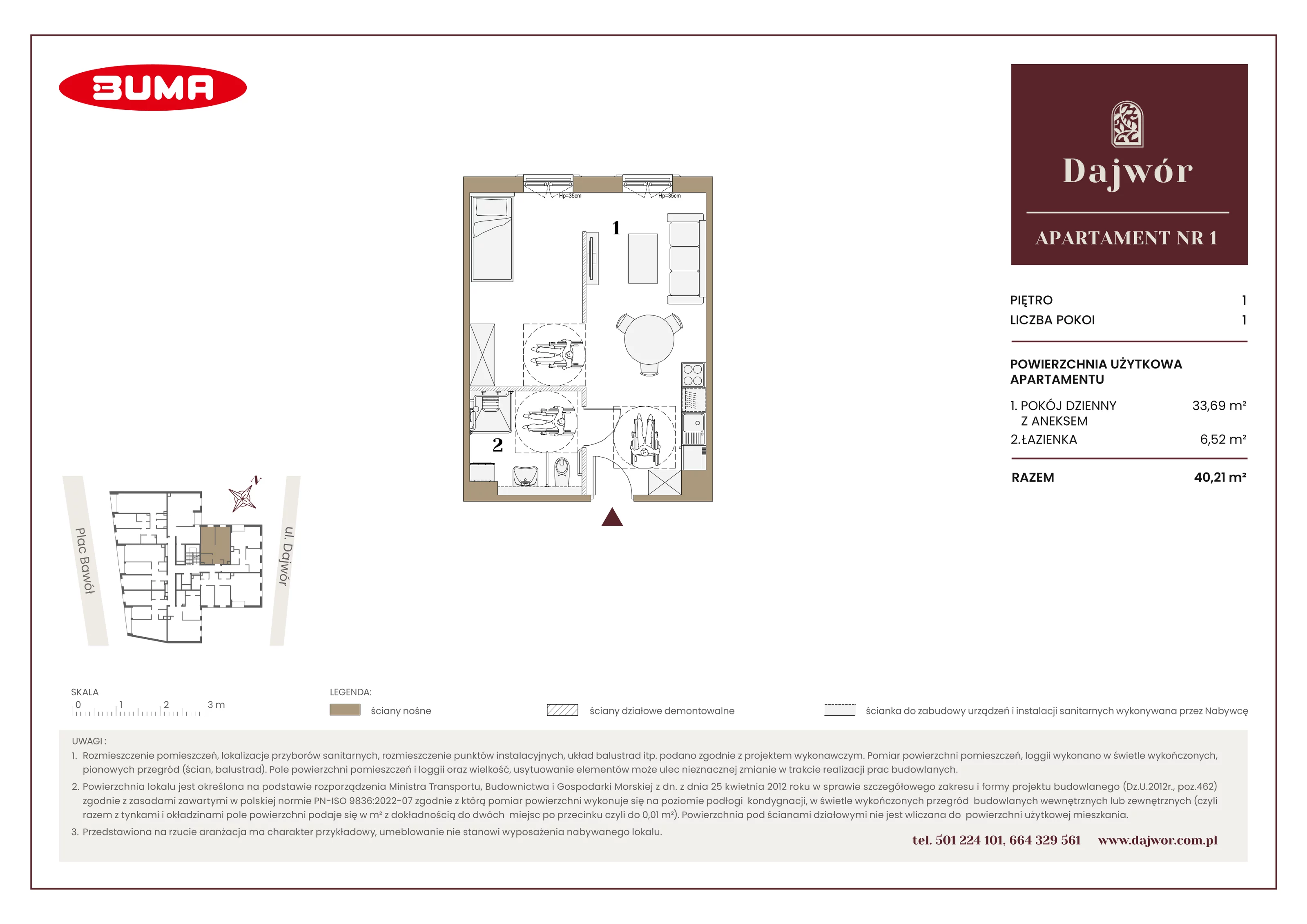 1 pokój, mieszkanie 40,21 m², piętro 1, oferta nr A1, Dajwór, Kraków, Stare Miasto, Kazimierz, ul. Dajwór
