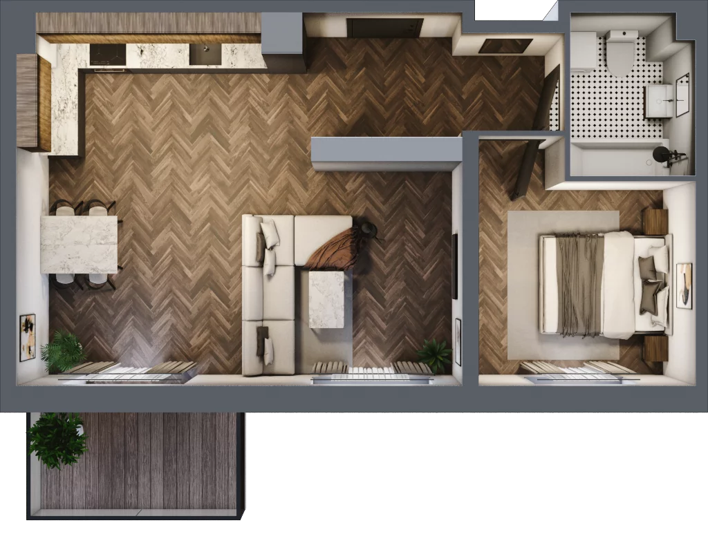 2 pokoje, mieszkanie 50,67 m², piętro 1, oferta nr 24, Zakątek Gębarzewska, Radom, Żakowice, ul. Gębarzewska 15a