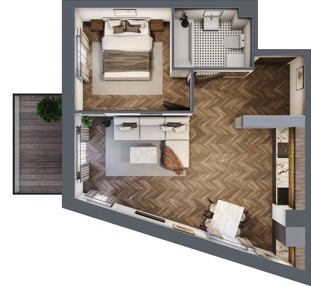 2 pokoje, mieszkanie 44,64 m², parter, oferta nr 4, Zakątek Gębarzewska, Radom, Żakowice, ul. Gębarzewska 15a