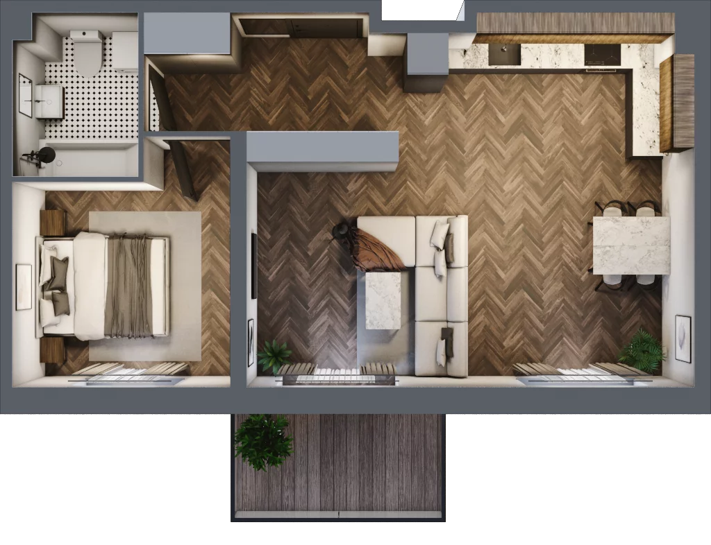 2 pokoje, mieszkanie 50,64 m², piętro 1, oferta nr 14, Zakątek Gębarzewska, Radom, Żakowice, ul. Gębarzewska 15a