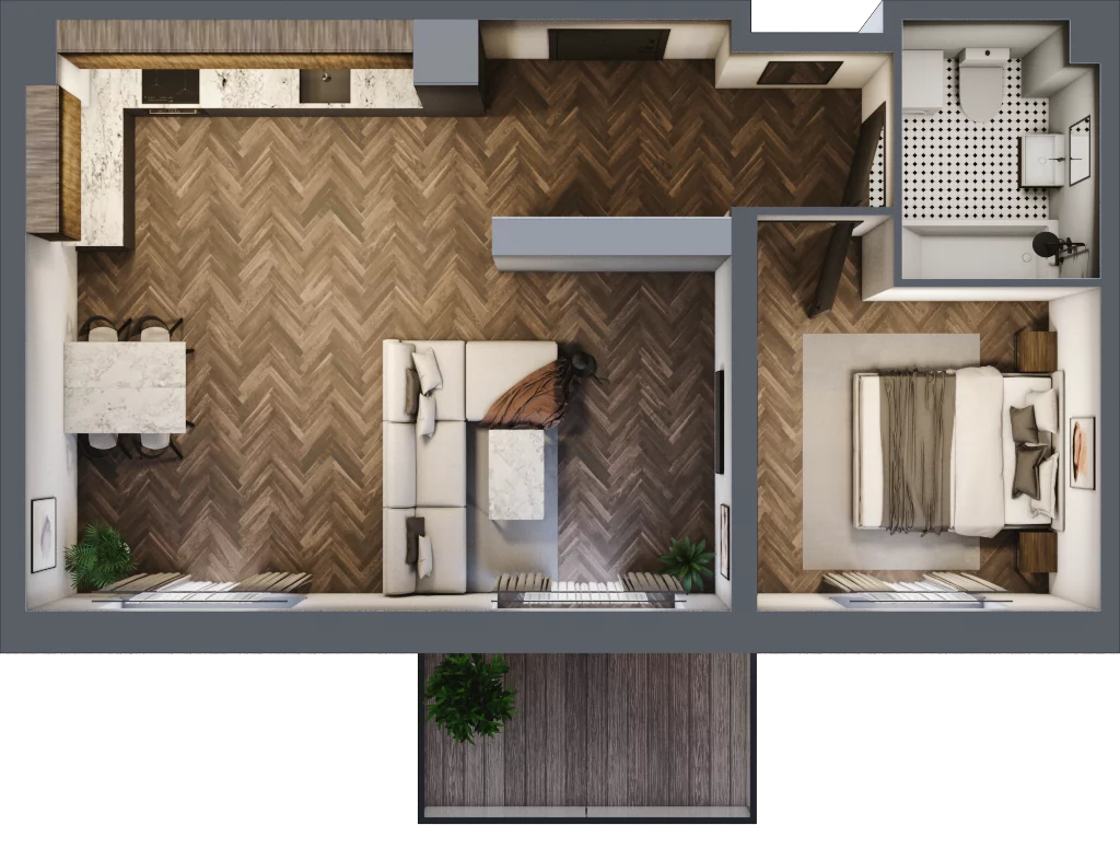 2 pokoje, mieszkanie 50,67 m², parter, oferta nr 12, Zakątek Gębarzewska, Radom, Żakowice, ul. Gębarzewska 15a