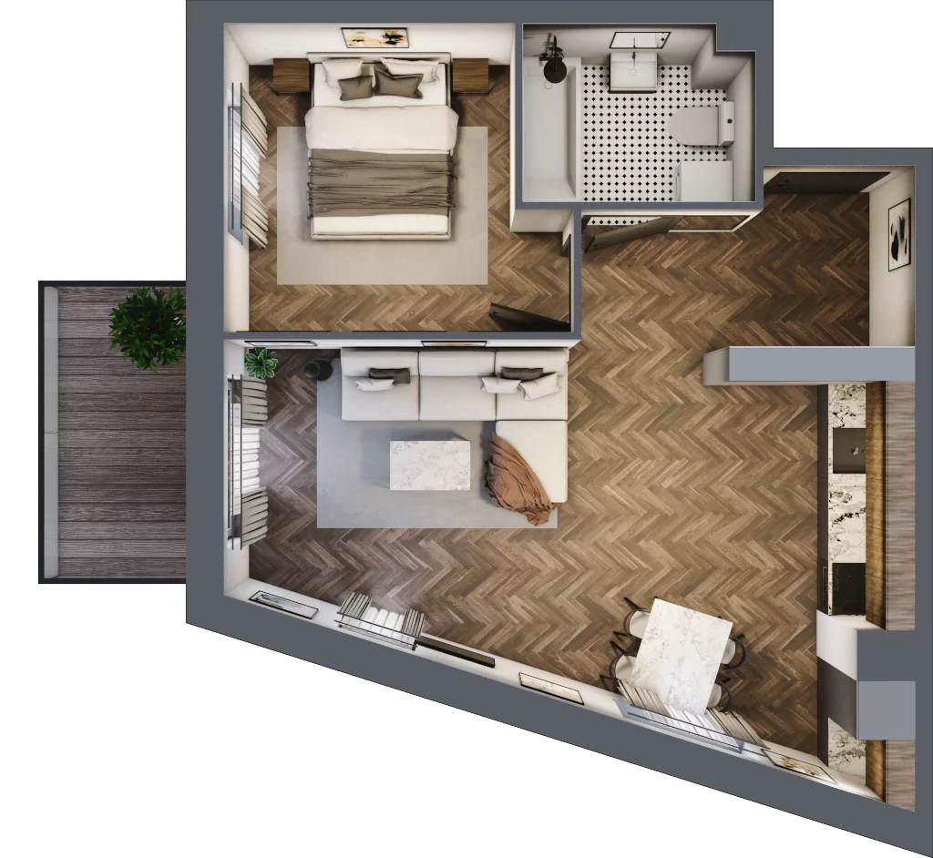 2 pokoje, mieszkanie 44,64 m², piętro 1, oferta nr 16, Zakątek Gębarzewska, Radom, Żakowice, ul. Gębarzewska 15a