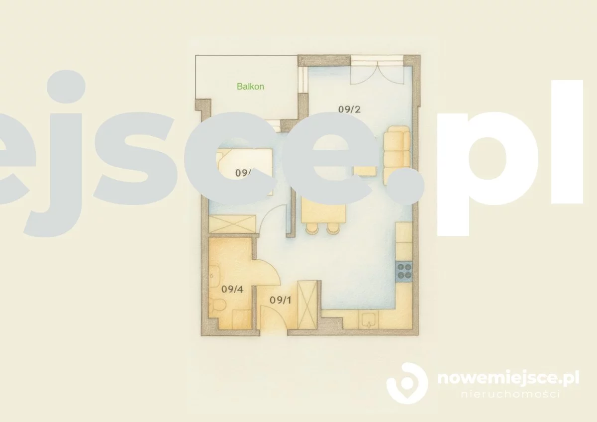 2 pokoje, mieszkanie 48,89 m², piętro 1, oferta nr , 147/NWM/MS-476, Mysłowice, Fryderyka Chopina