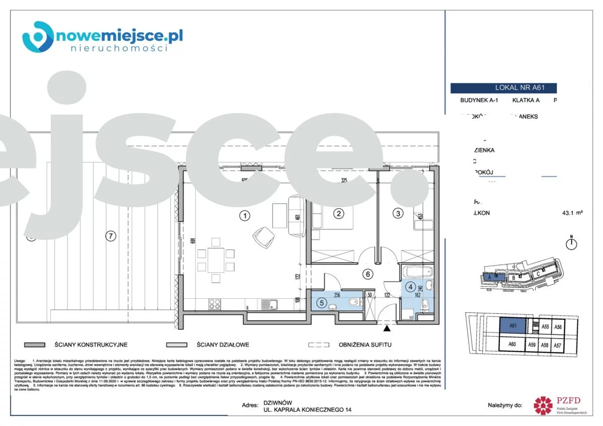3 pokoje, apartament 83,10 m², piętro 4, oferta nr , 100/NWM/MS-250, Dziwnów, Koniecznego