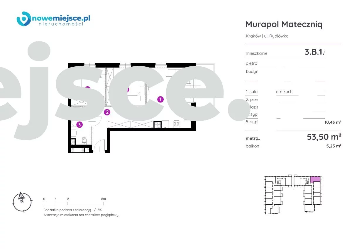 3 pokoje, mieszkanie 53,50 m², piętro 1, oferta nr , 3.B.1.033-383, Kraków, Podgórze, Rydlówka