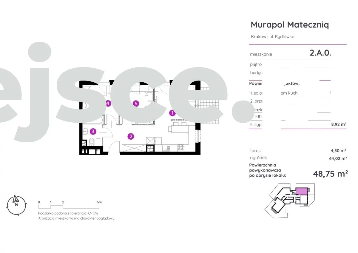 3 pokoje, mieszkanie 48,75 m², parter, oferta nr , 2.A.00.01-434, Kraków, Podgórze, Rydlówka