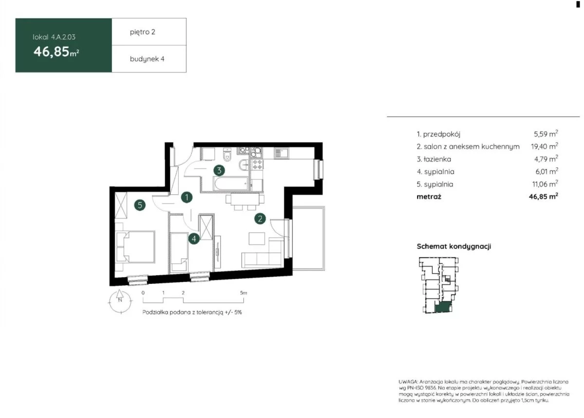 3 pokoje, mieszkanie 46,85 m², piętro 2, oferta nr , 4.A.2.03-514, Kraków, Podgórze, Rydlówka