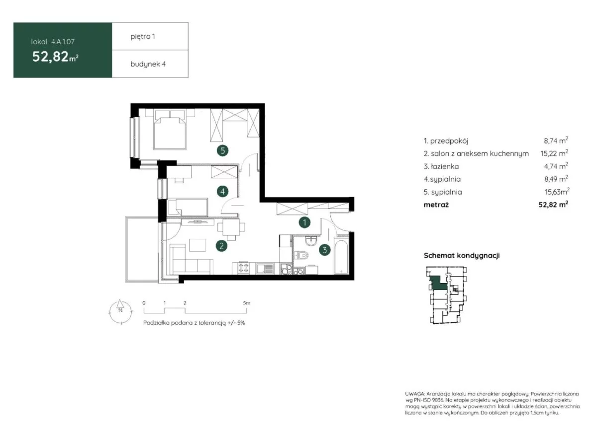 3 pokoje, mieszkanie 52,82 m², piętro 2, oferta nr , 4.A.1.07-521, Kraków, Podgórze, Rydlówka