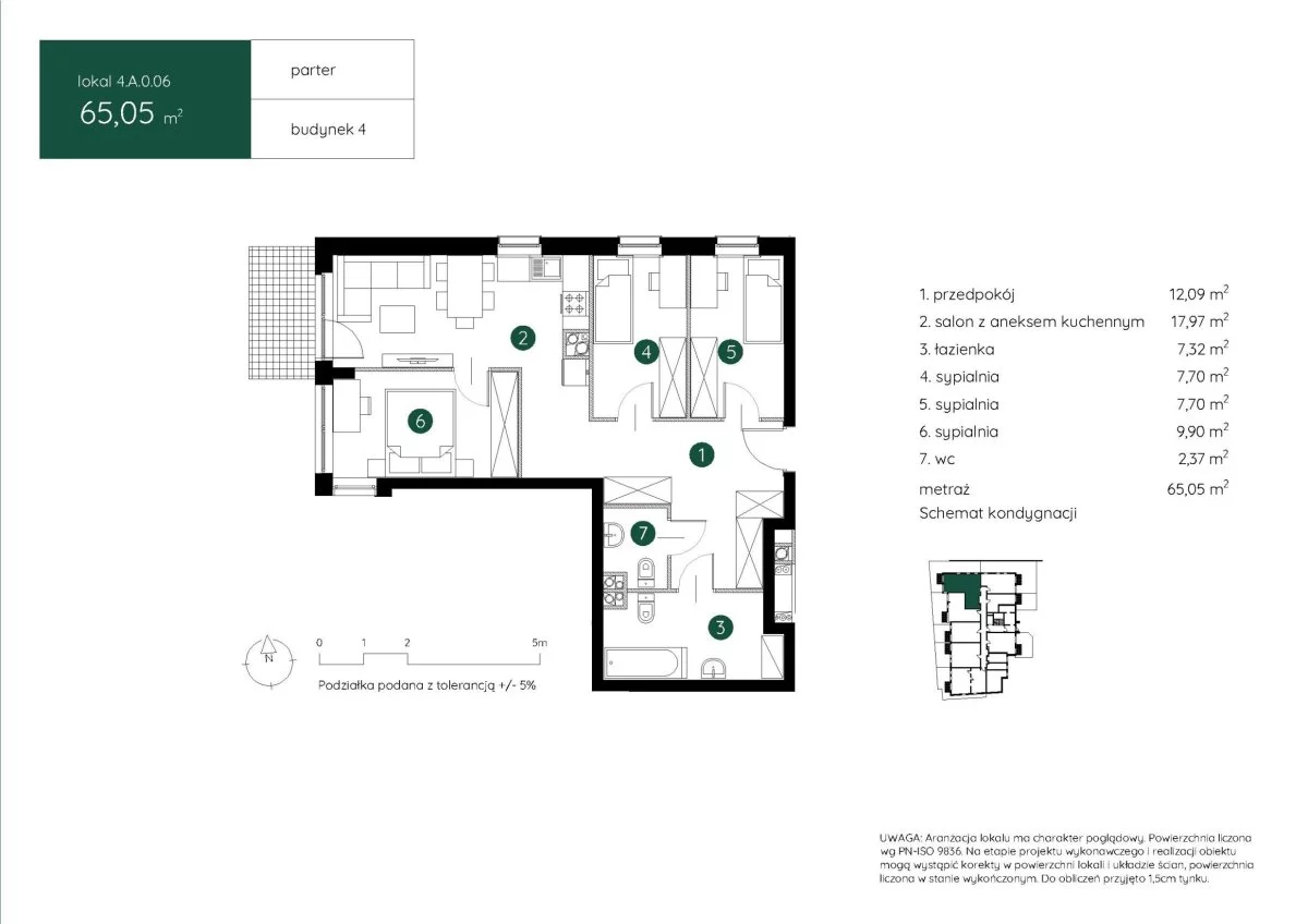 3 pokoje, mieszkanie 65,05 m², parter, oferta nr , 4.A.0.06-531, Kraków, Podgórze, Rydlówka