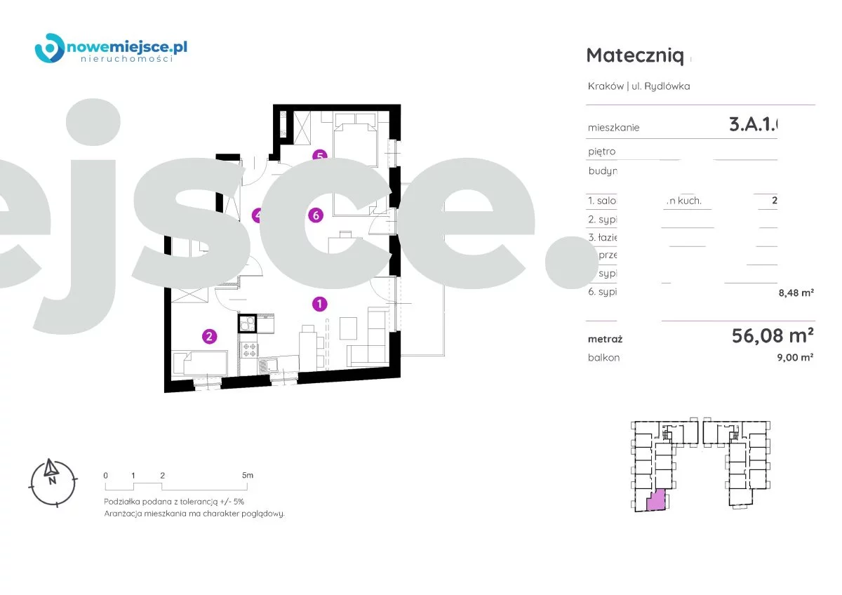 4 pokoje, mieszkanie 56,08 m², piętro 1, oferta nr , 3.A.1.006-273, Kraków, Podgórze, Rydlówka