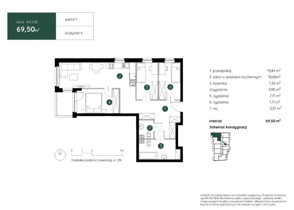 4 pokoje, mieszkanie 69,50 m², parter, oferta nr , 4.A.1.08-516, Kraków, Podgórze, Rydlówka