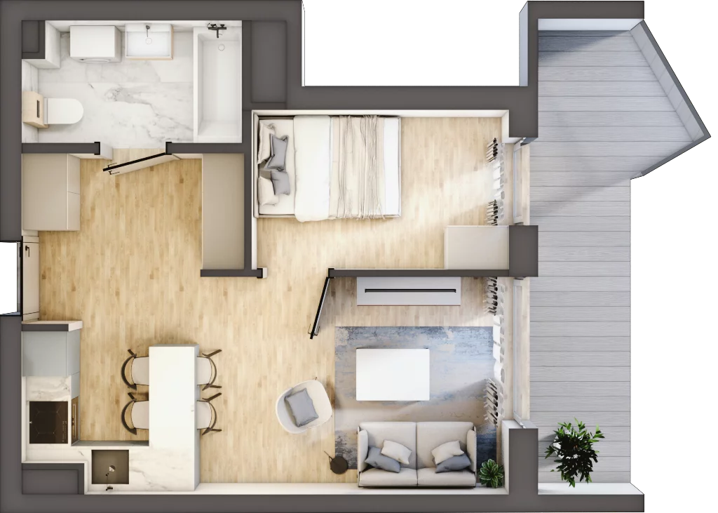 2 pokoje, apartament inwestycyjny 33,83 m², piętro 3, oferta nr 4.4, MidAqua Apartments, Międzywodzie, ul. Szkolna