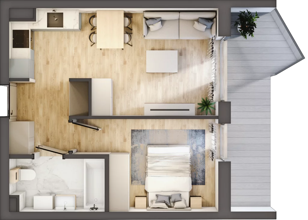 2 pokoje, apartament inwestycyjny 38,36 m², piętro 3, oferta nr 4.5, MidAqua Apartments, Międzywodzie, ul. Szkolna