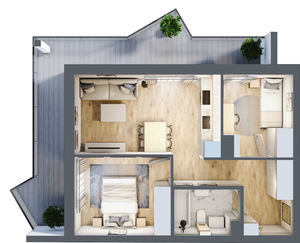 3 pokoje, apartament inwestycyjny 45,64 m², piętro 2, oferta nr 3.3, MidAqua Apartments, Międzywodzie, ul. Szkolna