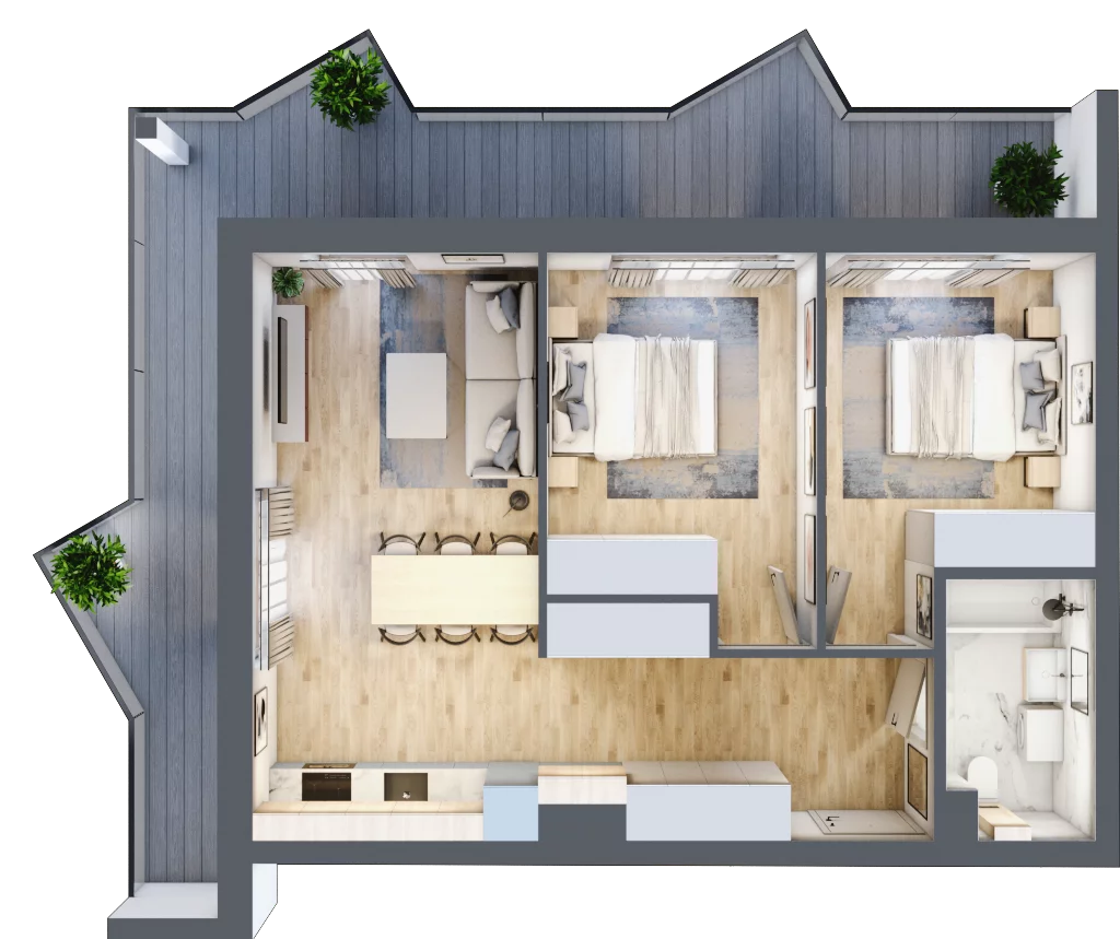 3 pokoje, apartament inwestycyjny 56,86 m², piętro 1, oferta nr 2.4, MidAqua Apartments, Międzywodzie, ul. Szkolna