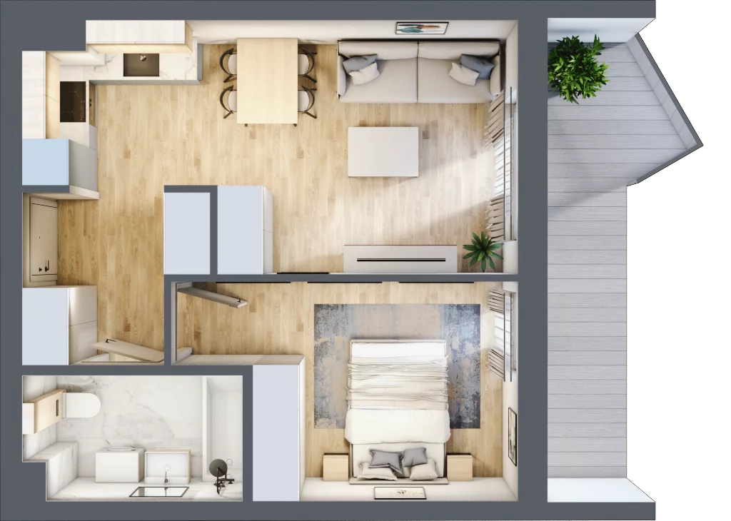 2 pokoje, apartament inwestycyjny 38,37 m², piętro 1, oferta nr 2.7, MidAqua Apartments, Międzywodzie, ul. Szkolna