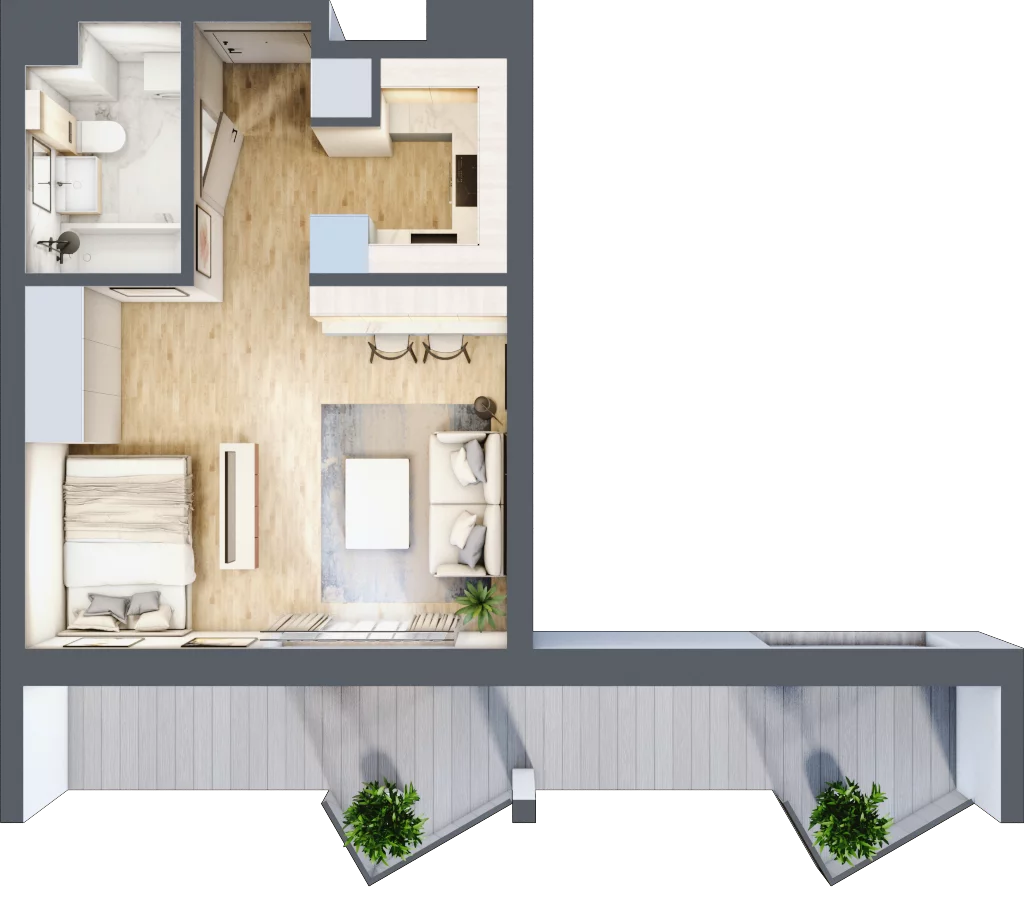 1 pokój, apartament inwestycyjny 29,84 m², piętro 1, oferta nr 2.1, MidAqua Apartments, Międzywodzie, ul. Szkolna