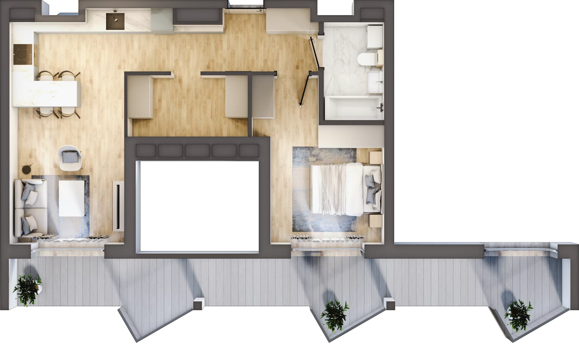 2 pokoje, apartament inwestycyjny 45,74 m², piętro 3, oferta nr 4.1, MidAqua Apartments, Międzywodzie, ul. Szkolna