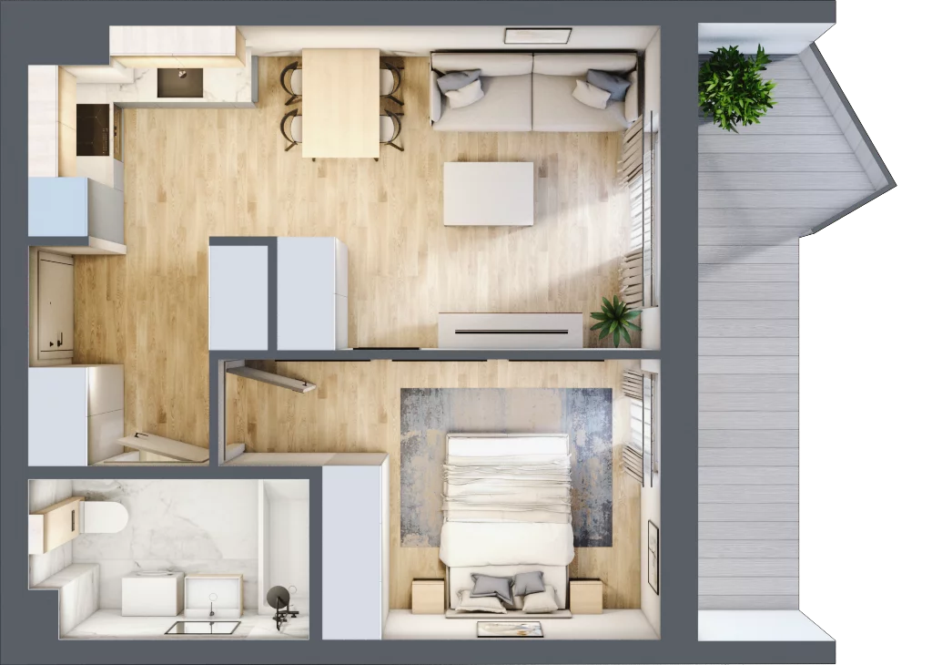 2 pokoje, apartament inwestycyjny 38,04 m², piętro 2, oferta nr 3.7, MidAqua Apartments, Międzywodzie, ul. Szkolna