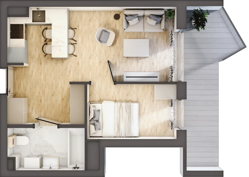 2 pokoje, apartament inwestycyjny 33,80 m², piętro 3, oferta nr 4.6, MidAqua Apartments, Międzywodzie, ul. Szkolna