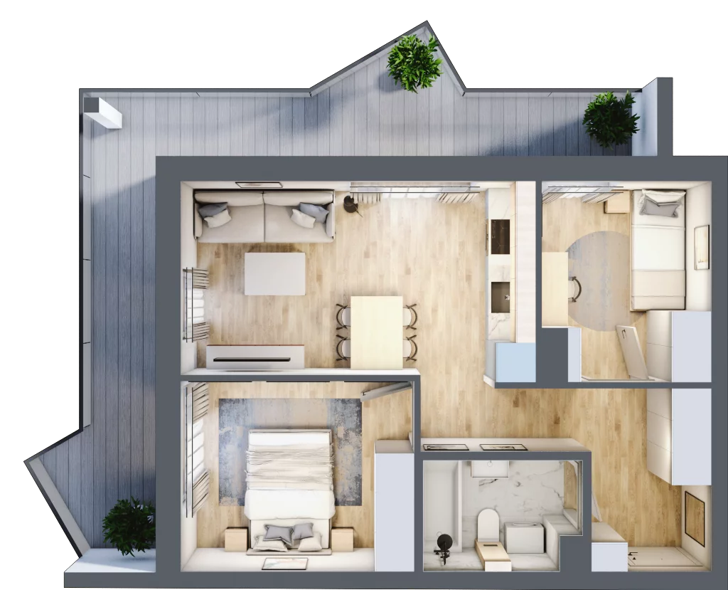 3 pokoje, apartament inwestycyjny 45,98 m², piętro 1, oferta nr 2.3, MidAqua Apartments, Międzywodzie, ul. Szkolna