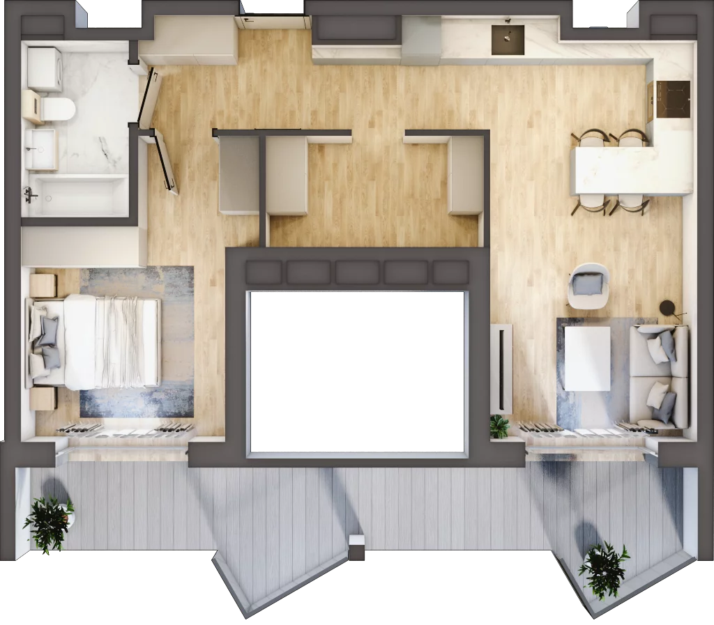 2 pokoje, apartament inwestycyjny 46,10 m², piętro 3, oferta nr 4.9, MidAqua Apartments, Międzywodzie, ul. Szkolna