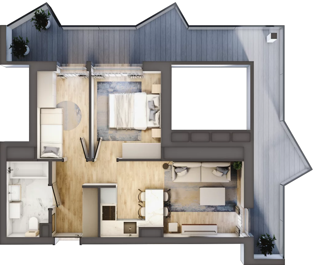 3 pokoje, apartament inwestycyjny 39,00 m², piętro 3, oferta nr 4.7, MidAqua Apartments, Międzywodzie, ul. Szkolna