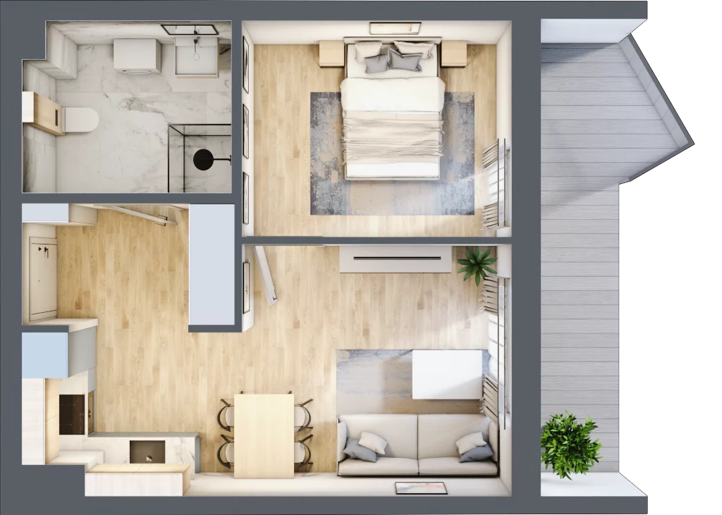 2 pokoje, apartament inwestycyjny 38,44 m², piętro 1, oferta nr 2.5, MidAqua Apartments, Międzywodzie, ul. Szkolna